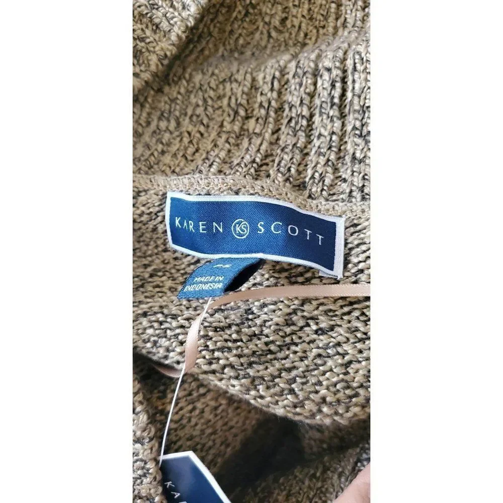 Karen Scott Button Down Cardigan 5 Brown